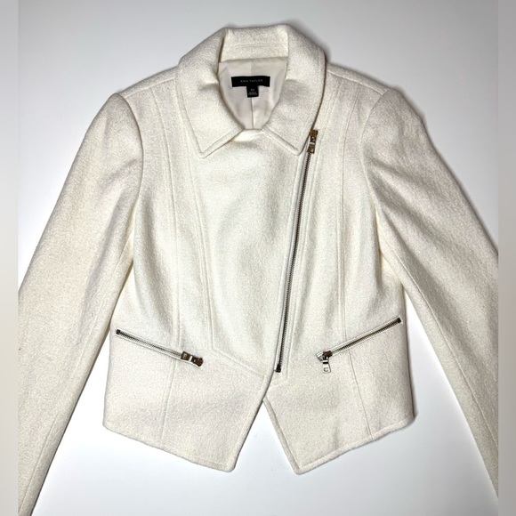 Ann Taylor Women’s Wool Blend Light Cream Moto Jacket Size- XS - Picture 1 of 8